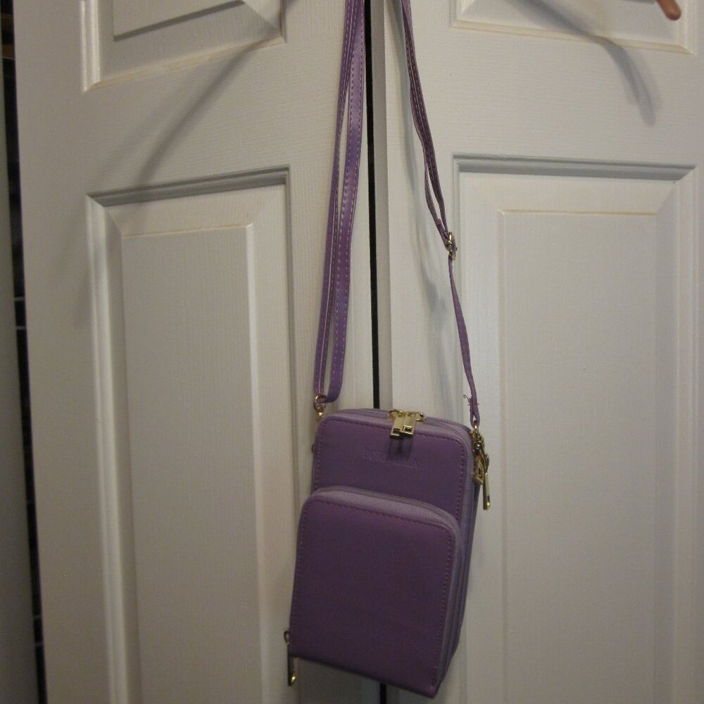 Borivilla Purple Clear Window Cell Phone Purse